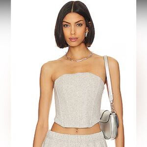 Good American Brushed Fleece Gray Corset Top In Grey NWT